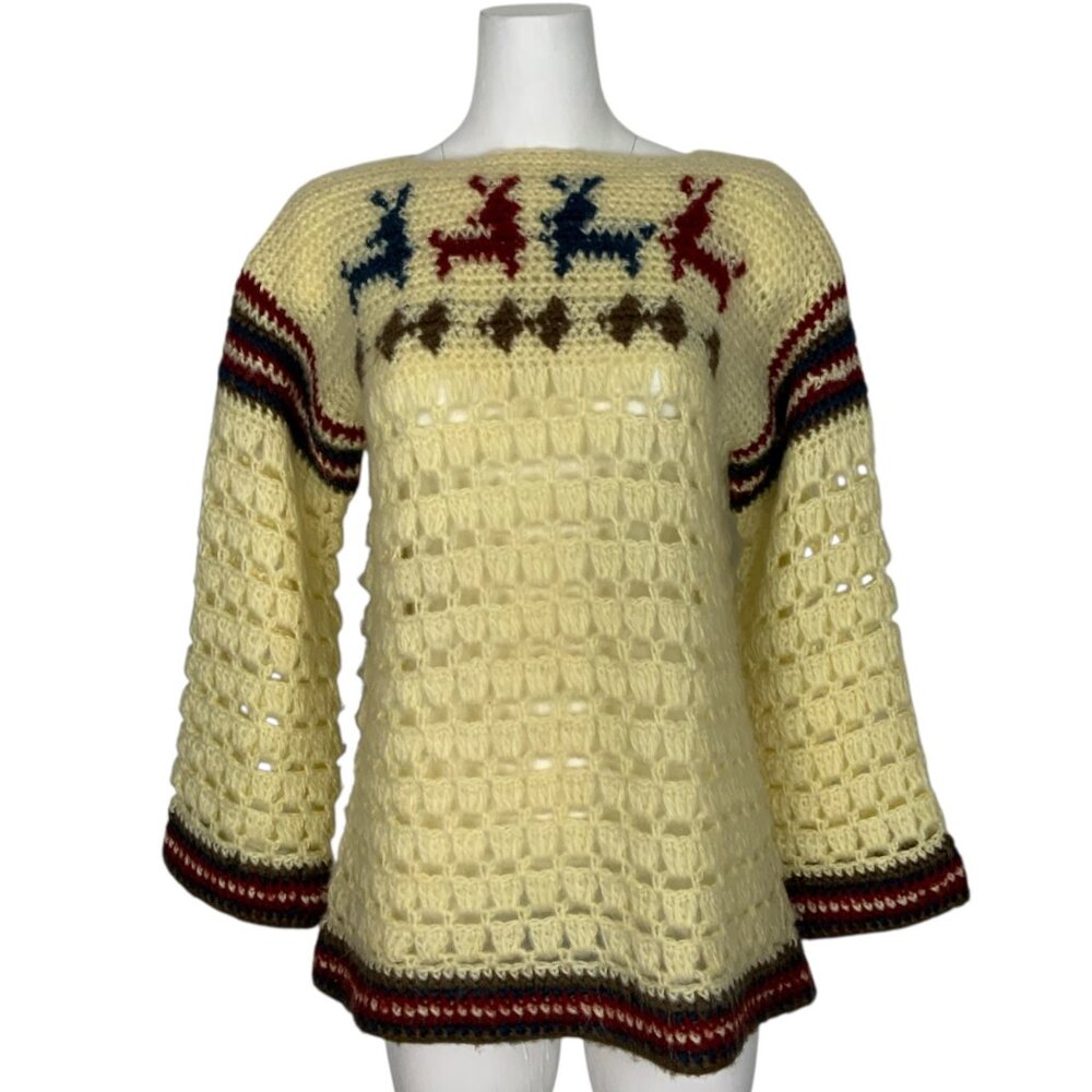 Alex Colman Vintage Crochet Sweater XL Cream